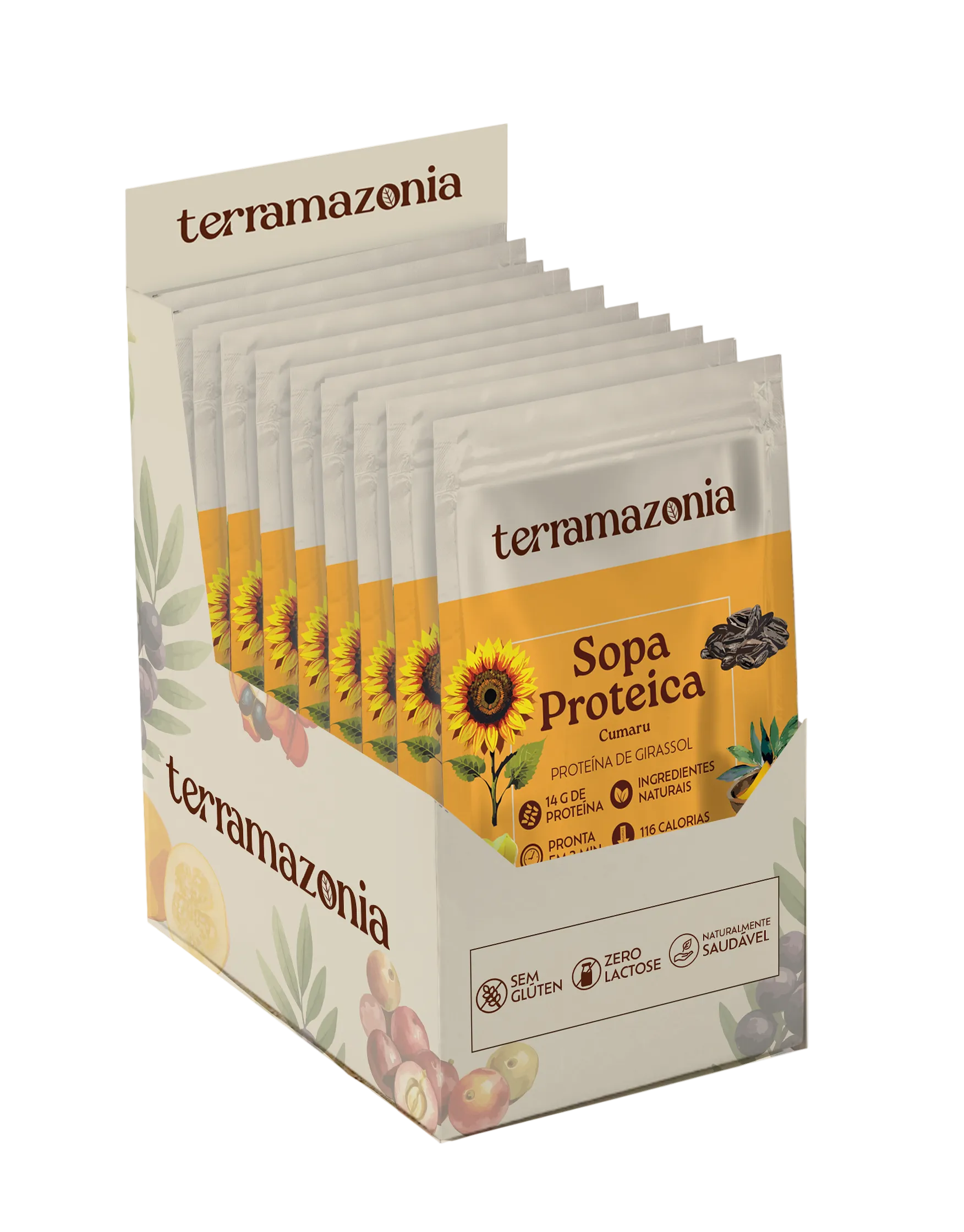 Sopa Proteica de Cumaru e Proteína de Girassol - Caixa com 10 sachês de 40g